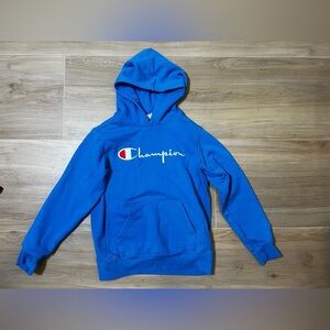 Champion Boys Blue Logo Cotton Hoodie Sweatshirt Size Medium 10-12